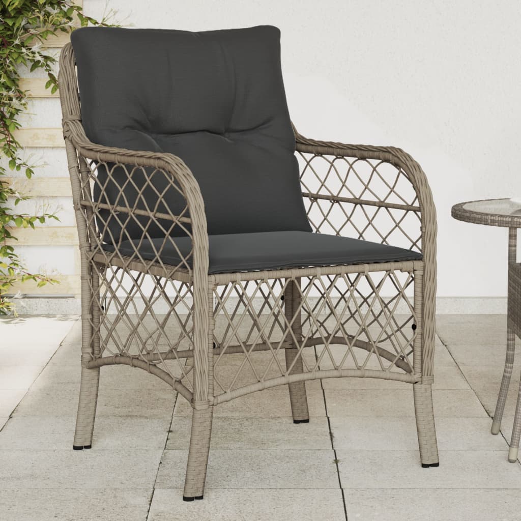 Sedie da Giardino con Cuscini 2 pz Grigio Chiaro in Polyrattan 365158