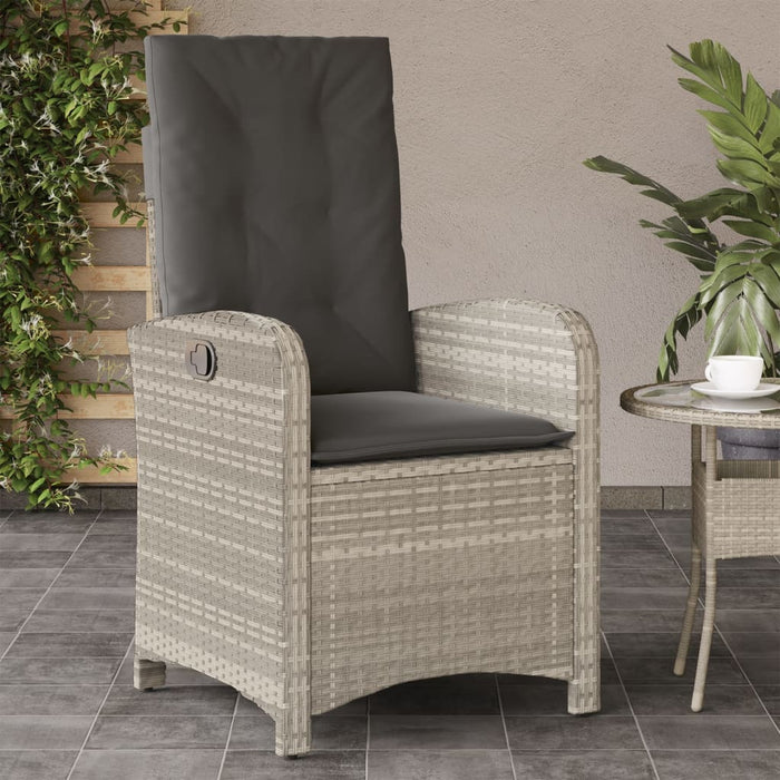 Sedia Reclinabile Giardino con Cuscini Grigio Chiaro Polyrattancod mxl 115094