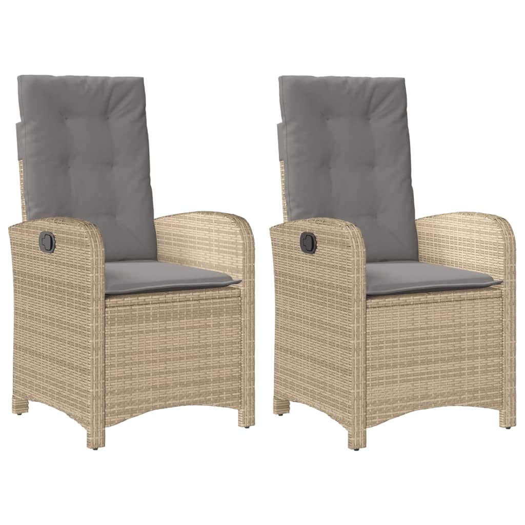 Sedie Reclinabili Giardino 2pz Cuscini Beige Misto Polyrattancod mxl 86914