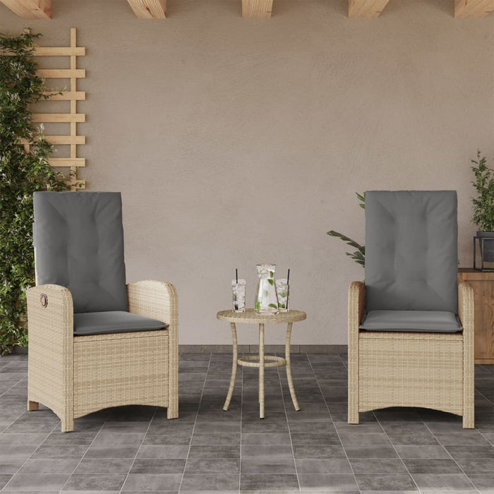 Sedie Reclinabili Giardino 2pz Cuscini Beige Misto Polyrattancod mxl 86914