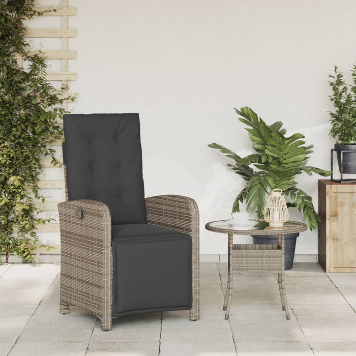 Sedia Reclinabile da Giardino con Poggiapiedi Grigia Polyrattancod mxl 116340