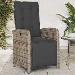 Sedia Reclinabile da Giardino con Poggiapiedi Grigia Polyrattancod mxl 116340