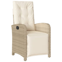 Sedia Reclinabile da Giardino con Poggiapiedi Beige Polyrattan 365188