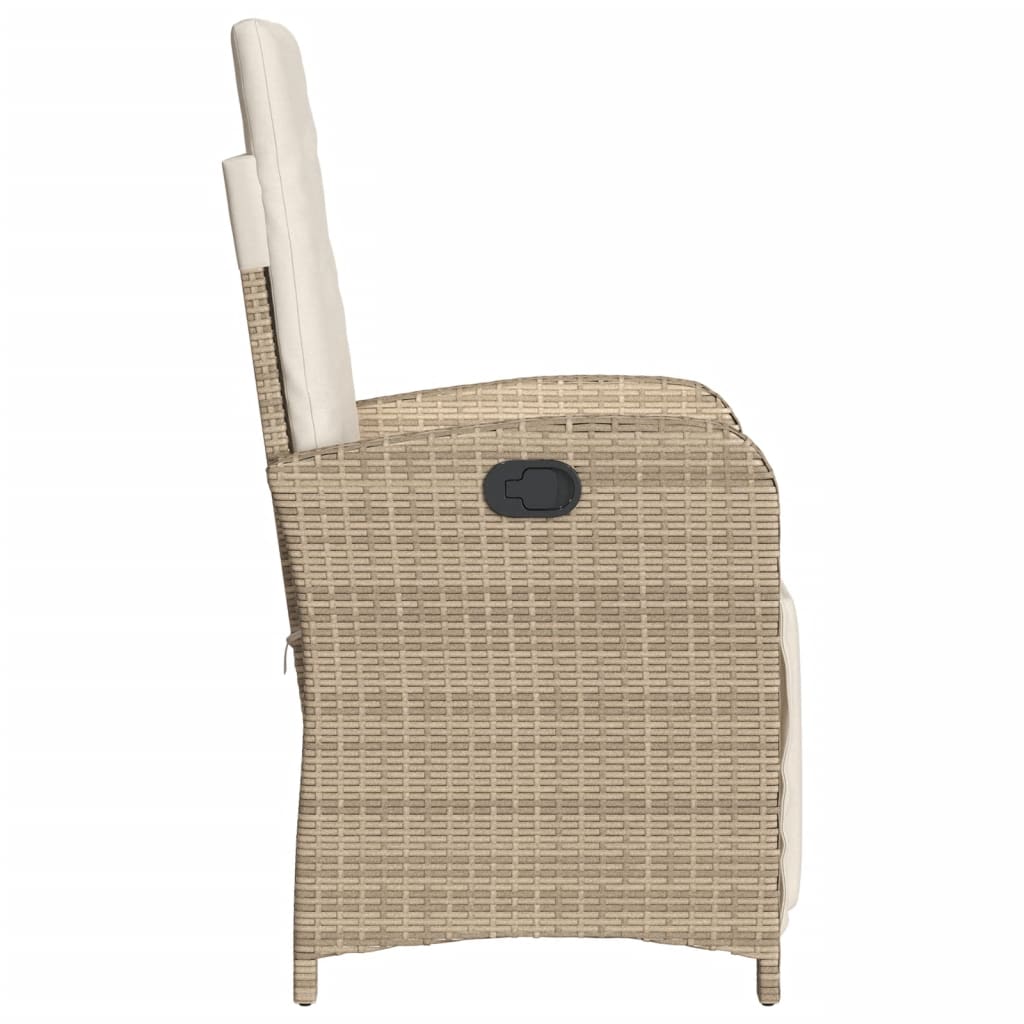 Sedia Reclinabile da Giardino con Poggiapiedi Beige Polyrattan 365188