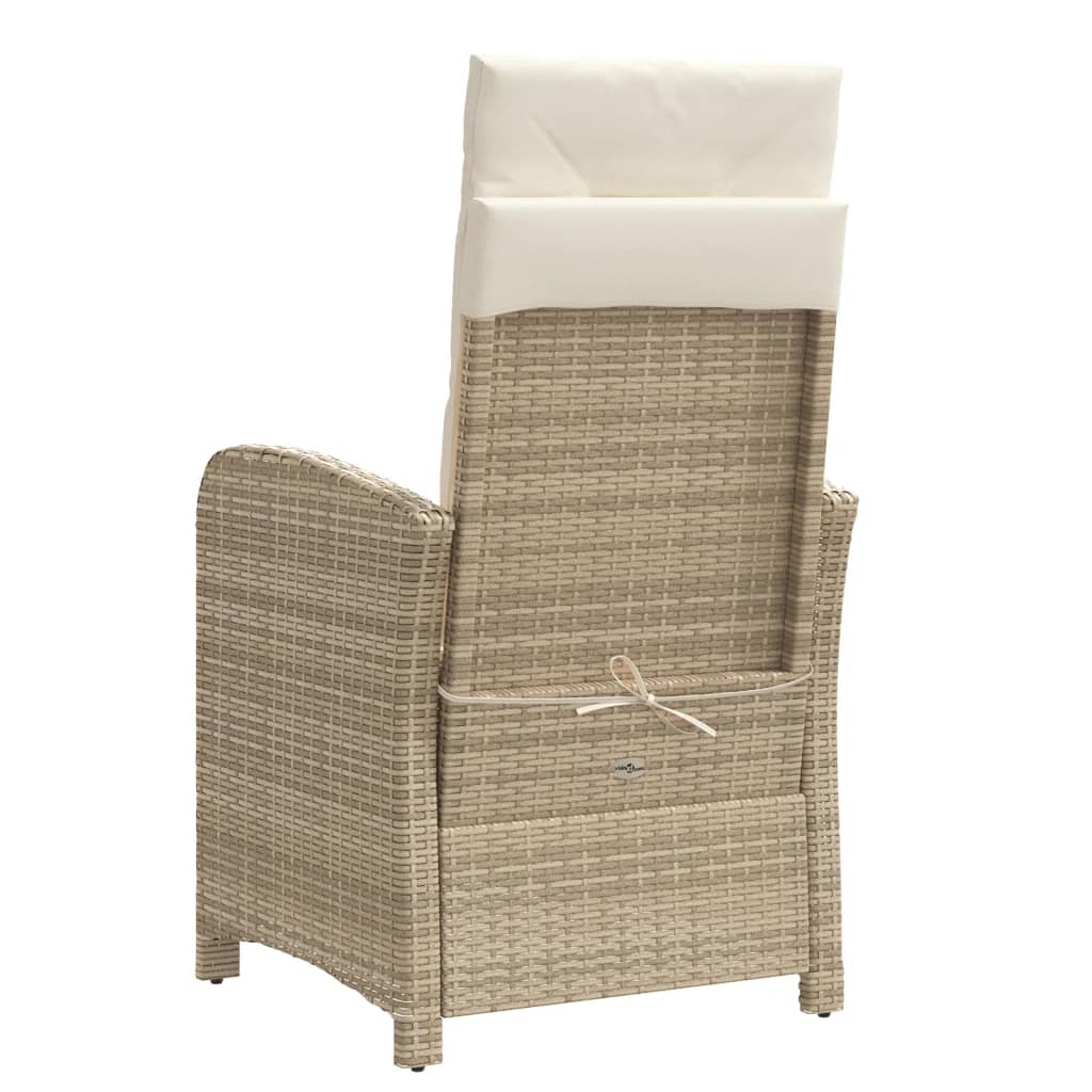 Sedia Reclinabile da Giardino con Poggiapiedi Beige Polyrattan 365188