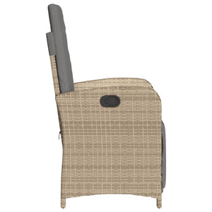 Sedia Reclinabile Giardino e Poggiapiedi Beige Misto Polyrattan 365189