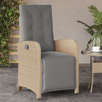 Sedia Reclinabile Giardino e Poggiapiedi Beige Misto Polyrattan 365189