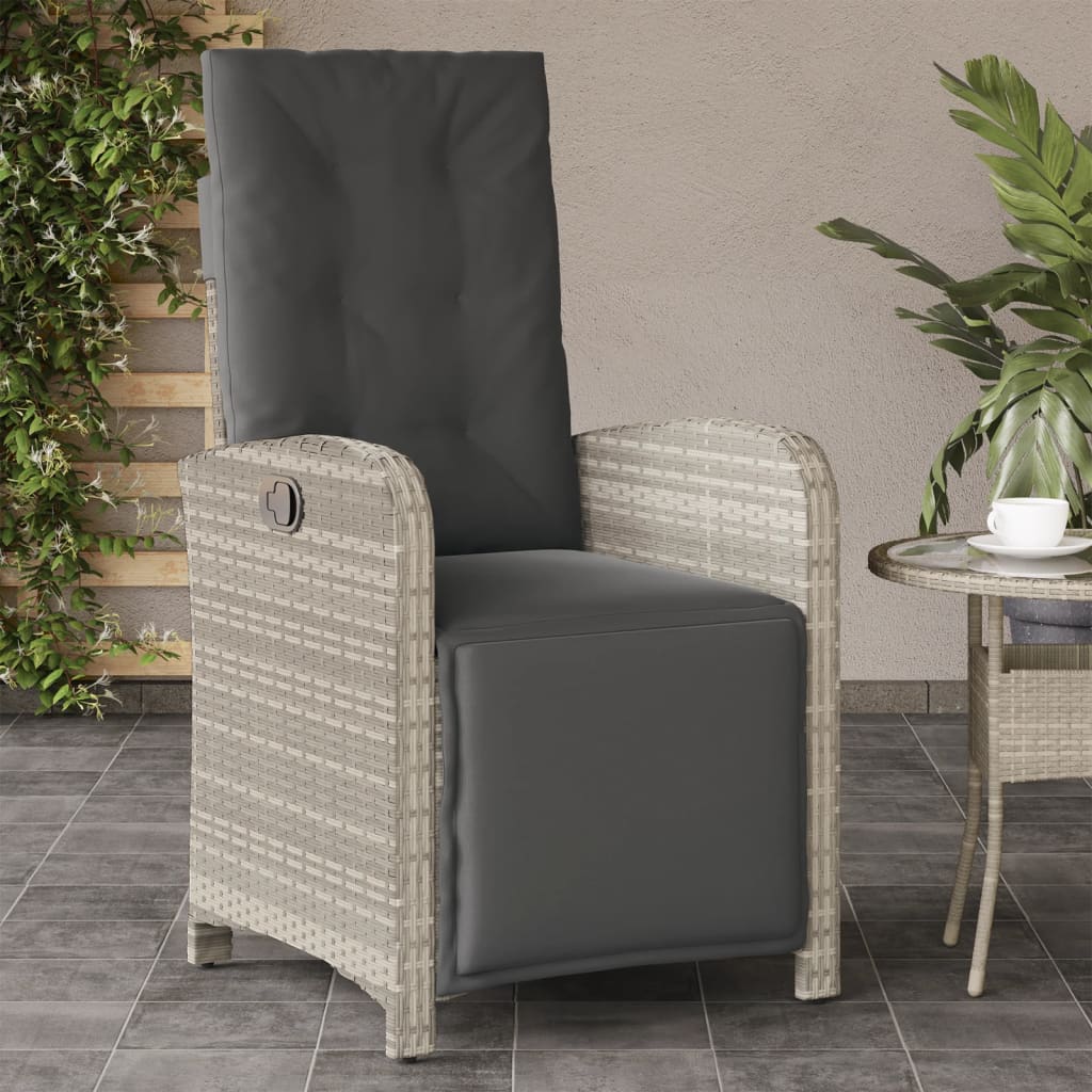 Sedia Reclinabile Giardino Poggiapiedi Grigio Chiaro Polyrattancod mxl 88684