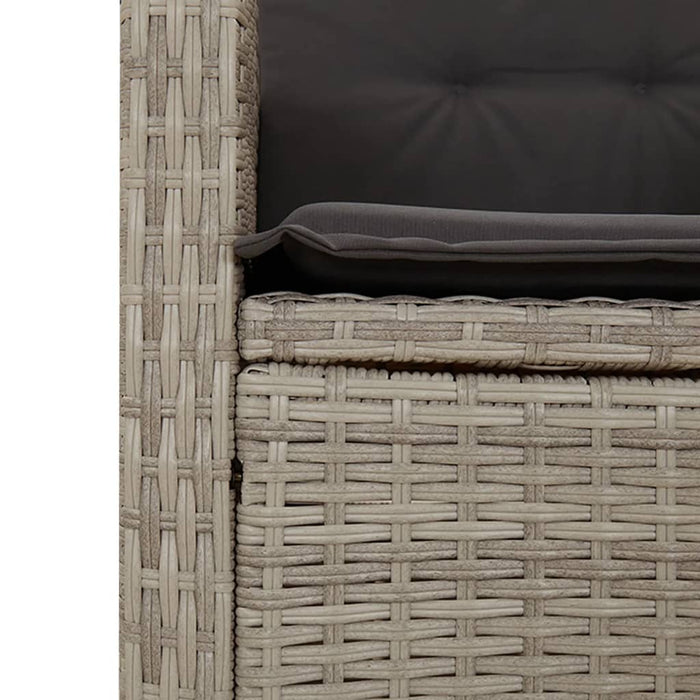 Sedia Reclinabile Giardino con Cuscini Grigio Chiaro Polyrattan 365214