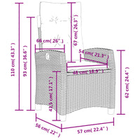 Sedia Reclinabile Giardino con Cuscini Grigio Chiaro Polyrattan 365214