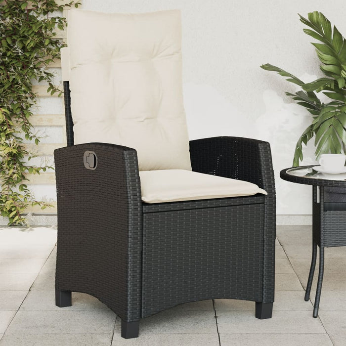 Sedie Reclinabili da Giardino 2 pz con Cuscini Nero Polyrattan 365216