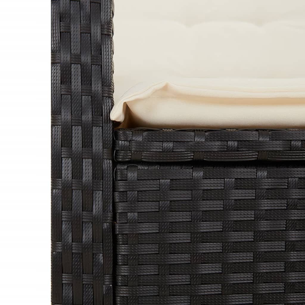 Sedie Reclinabili da Giardino 2 pz con Cuscini Nero Polyrattan 365216