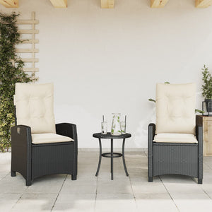 Sedie Reclinabili da Giardino 2 pz con Cuscini Nero Polyrattan 365216