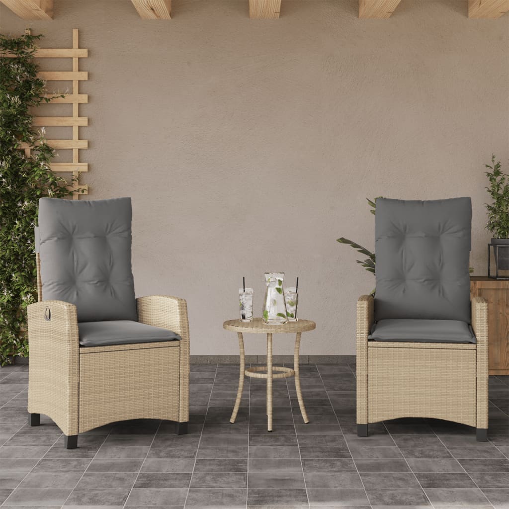 Sedie Reclinabili Giardino 2pz Cuscini Beige Misto Polyrattancod mxl 87031