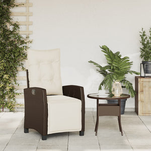 Sedia Reclinabile Giardino con Poggiapiedi Marrone Polyrattan 365234