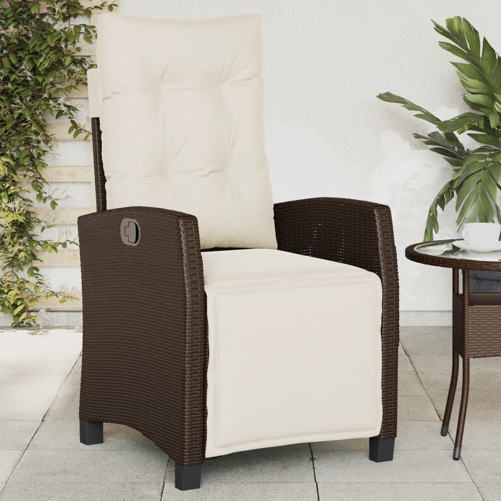 Sedia Reclinabile Giardino con Poggiapiedi Marrone Polyrattan 365234