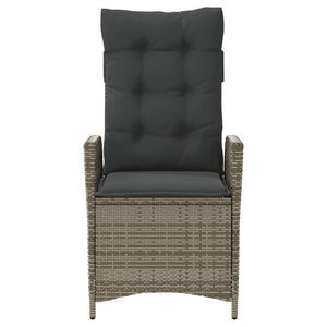 Sedie da Giardino Reclinabili 2 pz e Cuscini Grigio Polyrattan 365267