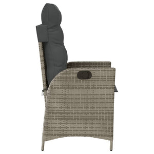 Sedie da Giardino Reclinabili 2 pz e Cuscini Grigio Polyrattan 365267