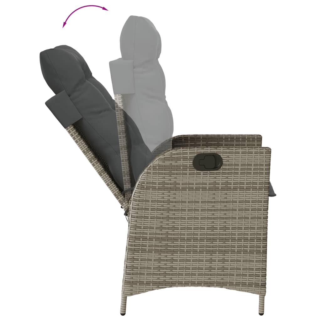 Sedie da Giardino Reclinabili 2 pz e Cuscini Grigio Polyrattan 365267