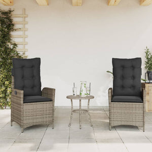 Sedie da Giardino Reclinabili 2 pz e Cuscini Grigio Polyrattan 365267