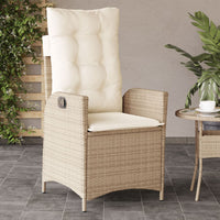 Sedie Reclinabili da Giardino 2pz con Cuscini Beige Polyrattan 365268