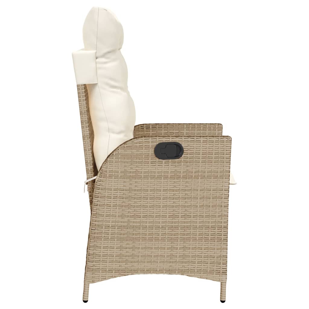 Sedie Reclinabili da Giardino 2pz con Cuscini Beige Polyrattan 365268