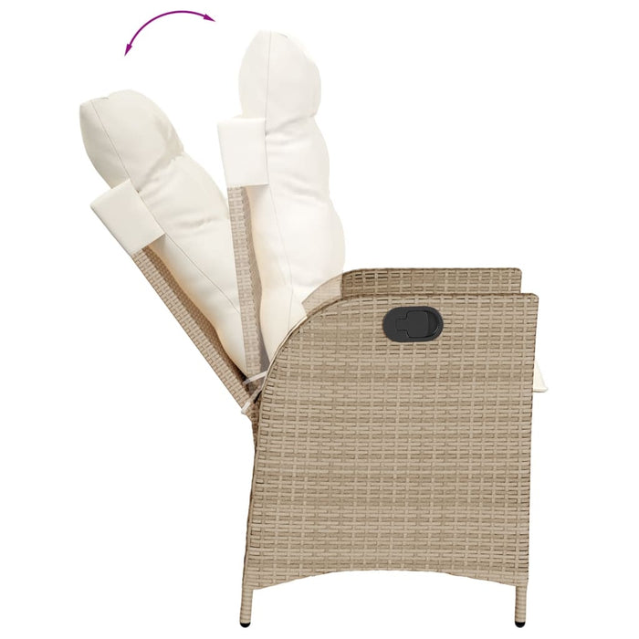 Sedie Reclinabili da Giardino 2pz con Cuscini Beige Polyrattan 365268