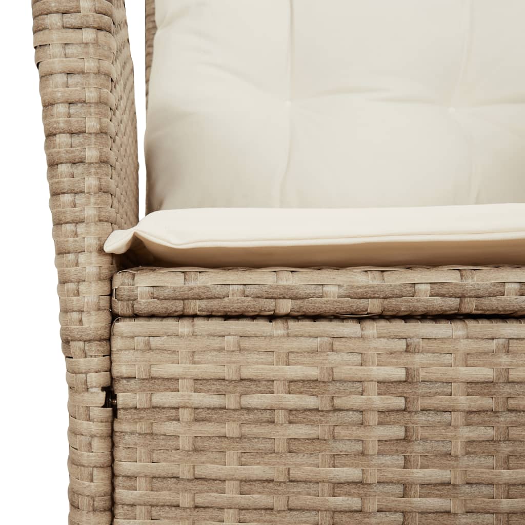 Sedie Reclinabili da Giardino 2pz con Cuscini Beige Polyrattan 365268