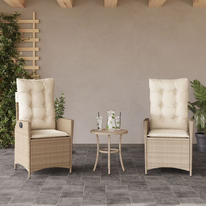 Sedie Reclinabili da Giardino 2pz con Cuscini Beige Polyrattan 365268