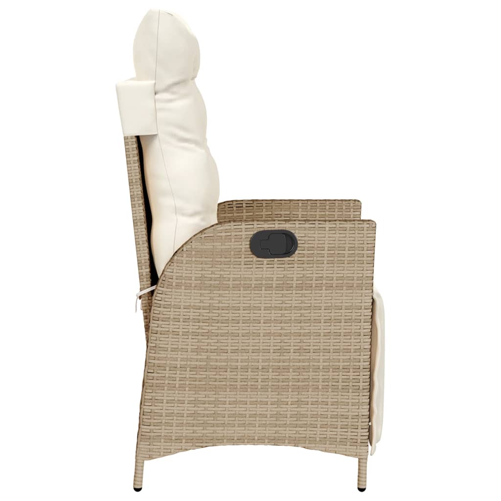 Sedia Reclinabile da Giardino con Poggiapiedi Beige Polyrattan 365284