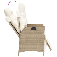 Sedia Reclinabile da Giardino con Poggiapiedi Beige Polyrattan 365284