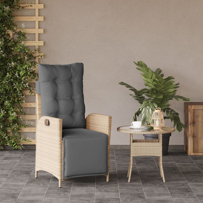 Sedia Reclinabile Giardino e Poggiapiedi Beige Misto Polyrattan 365285