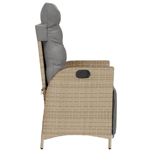 Sedia Reclinabile Giardino e Poggiapiedi Beige Misto Polyrattan 365285