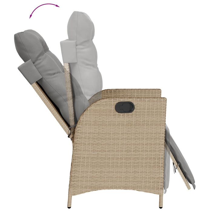 Sedia Reclinabile Giardino e Poggiapiedi Beige Misto Polyrattan 365285