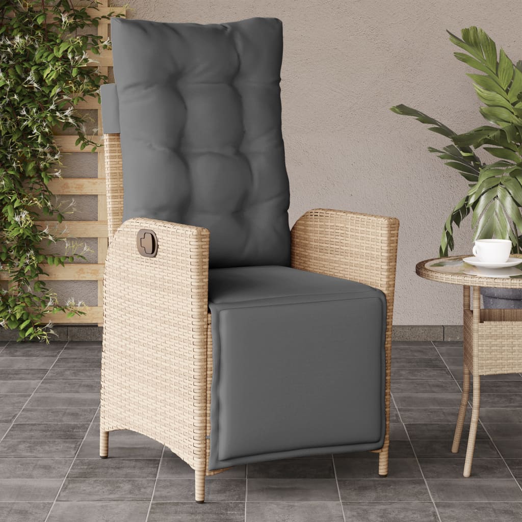 Sedia Reclinabile Giardino e Poggiapiedi Beige Misto Polyrattan 365285