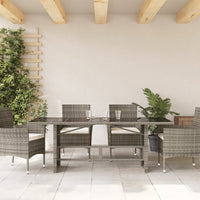 Tavolo da Giardino Piano in Vetro Grigio 190x80x74cm Polyrattancod mxl 110512