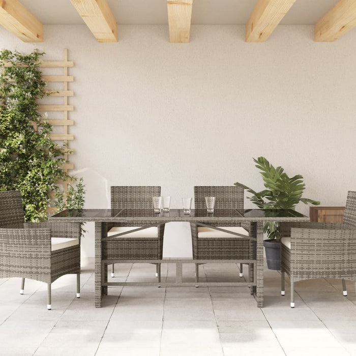 Tavolo da Giardino Piano in Vetro Grigio 190x80x74cm Polyrattancod mxl 110512