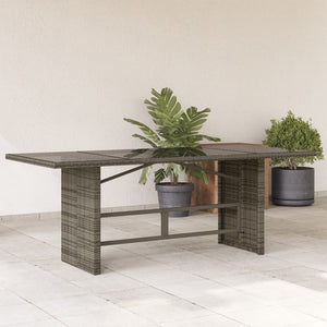 Tavolo da Giardino Piano in Vetro Grigio 190x80x74cm Polyrattancod mxl 110512