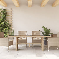 Tavolo da Giardino con Piano Vetro Beige 190x80x74cm Polyrattan 365307