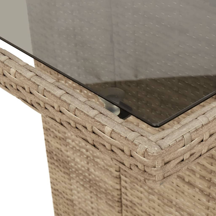 Tavolo da Giardino con Piano Vetro Beige 190x80x74cm Polyrattan 365307