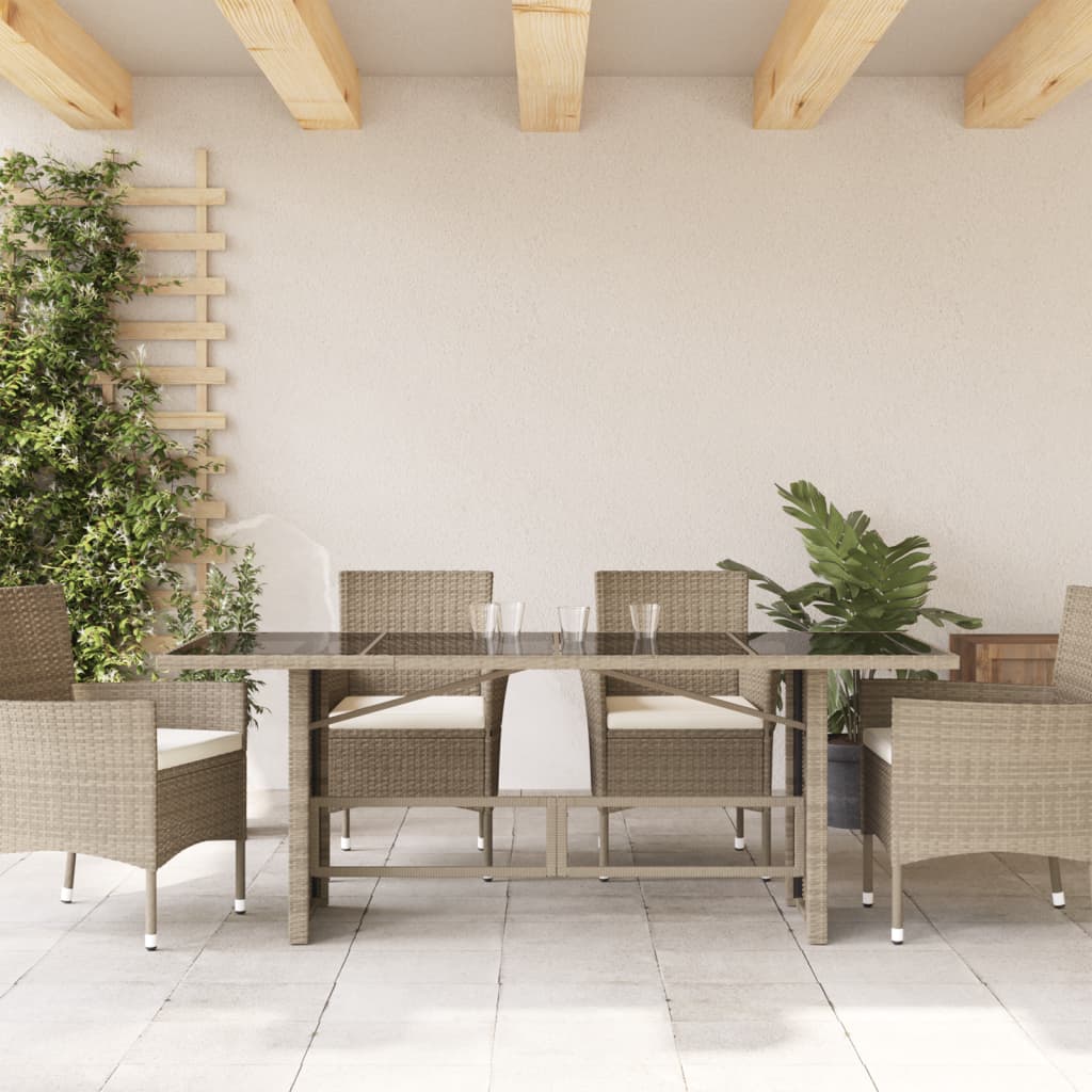 Tavolo da Giardino Piano in Vetro Grigio 190x80x74cm Polyrattan 365308