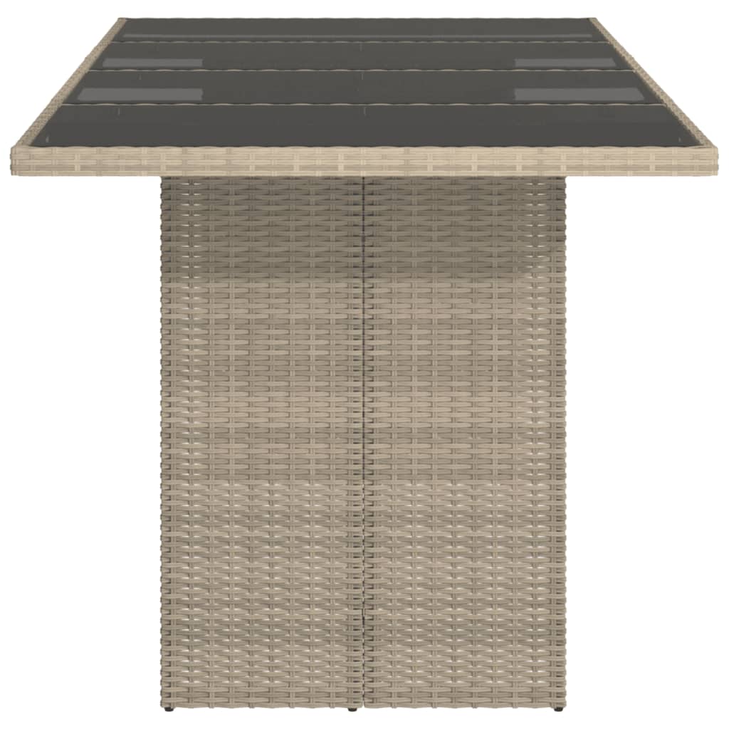 Tavolo da Giardino Piano in Vetro Grigio 190x80x74cm Polyrattan 365308