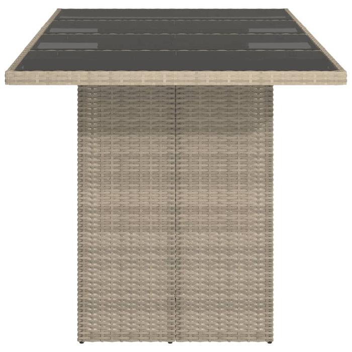 Tavolo da Giardino Piano in Vetro Grigio 190x80x74cm Polyrattan 365308