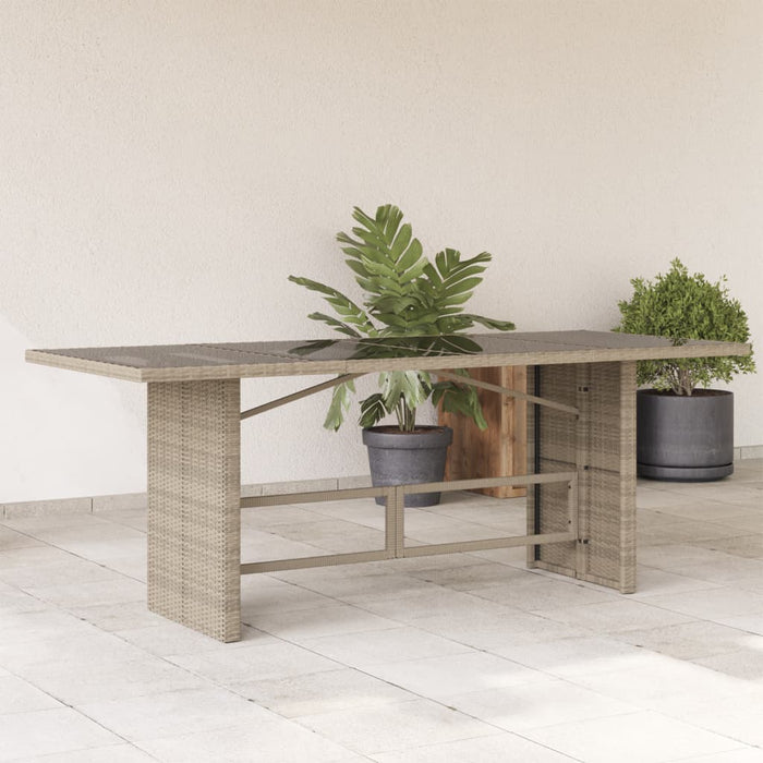 Tavolo da Giardino Piano in Vetro Grigio 190x80x74cm Polyrattan 365308