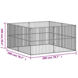 Box per Cani 8 Pannelli Nero Acciaio Zincato 3209553