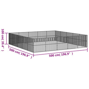 Box per Cani 20 Pannelli Nero Acciaio Zincato 3209556