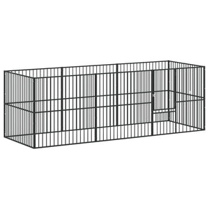 Box per Cani 8 Pannelli Nero Acciaio Zincato 3209557