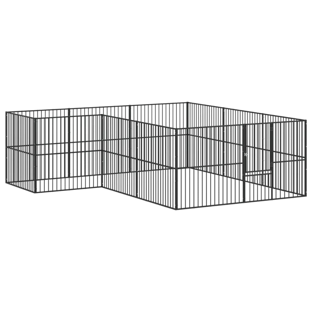 Box per Cani 12 Pannelli Nero Acciaio Zincato 3209558