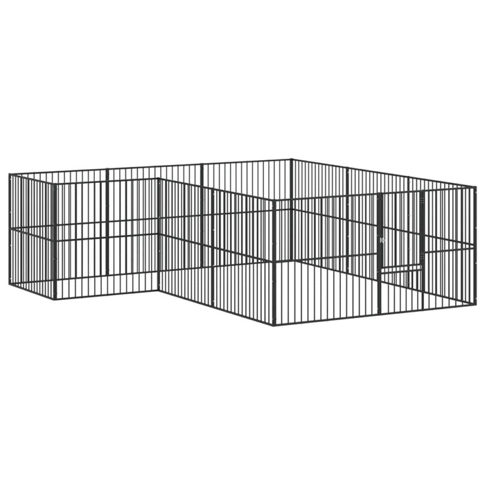 Box per Cani 12 Pannelli Nero Acciaio Zincato 3209558