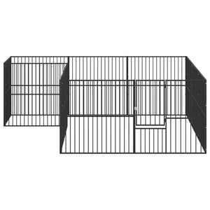 Box per Cani 12 Pannelli Nero Acciaio Zincato 3209558